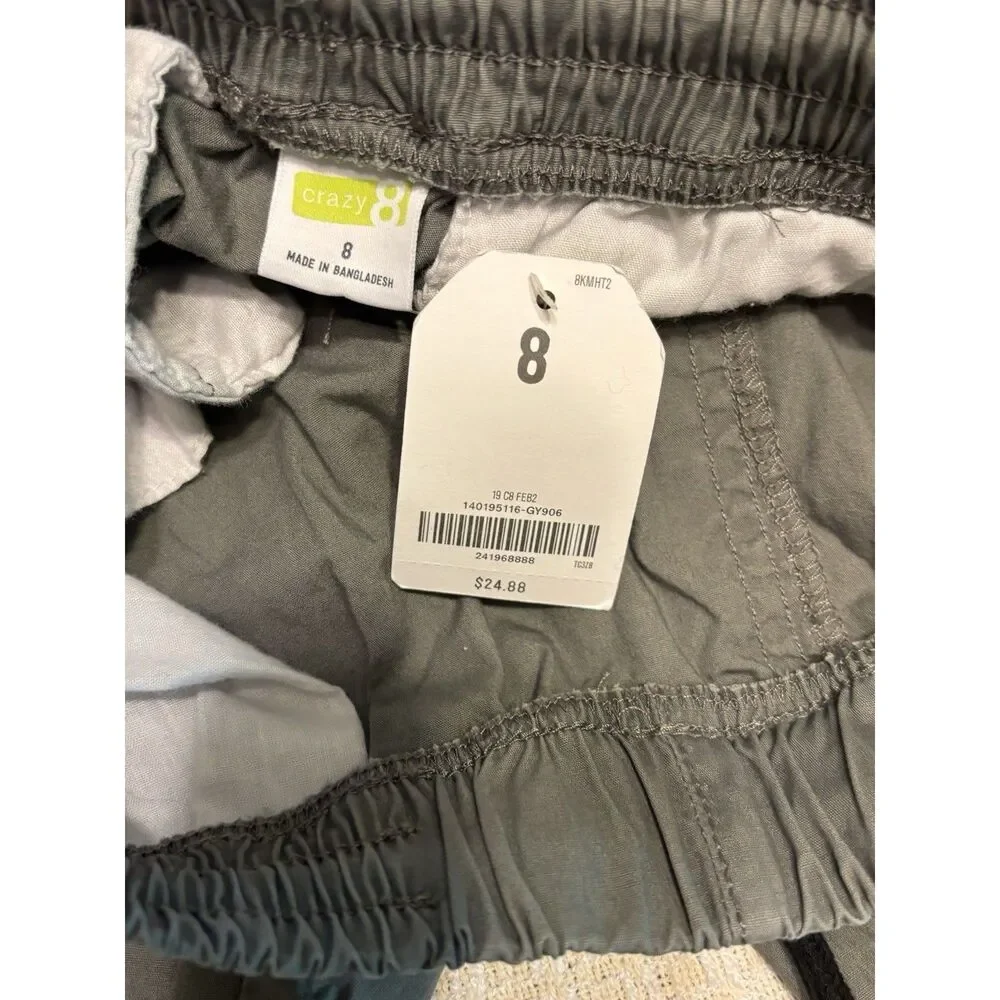 Crazy 8 Boys Cargo Shorts Gray Sizes 8 100% Cotton